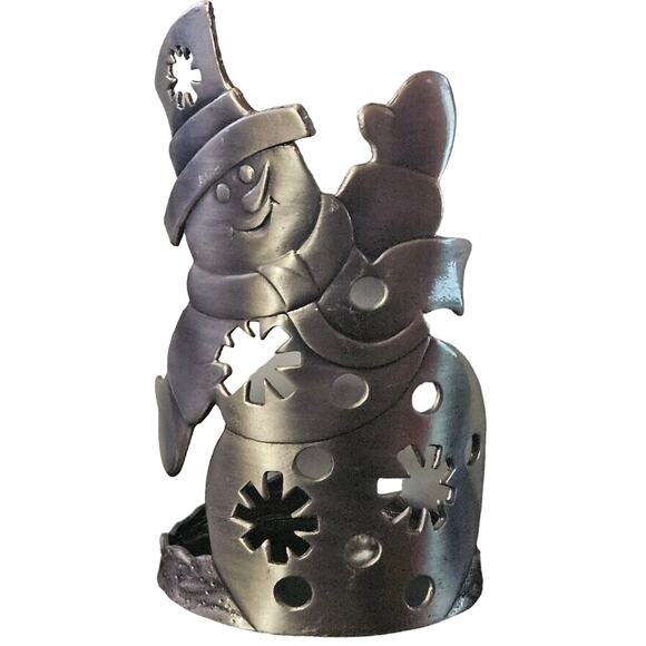 Colonial Candle of Cape Cod Snowman Metal Candle Holder - Picture 1 of 3